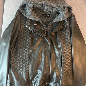 Mo-Ka Black Leather Jacket with Hood